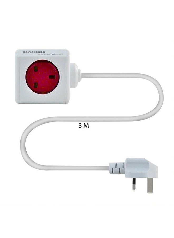 Allocacoc - PowerCube Extended 5 Sockets 3mtr Cable Red - Image 1