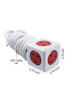 Allocacoc PowerCube Extended 5 Sockets 3mtr Cable Red  - Image 2