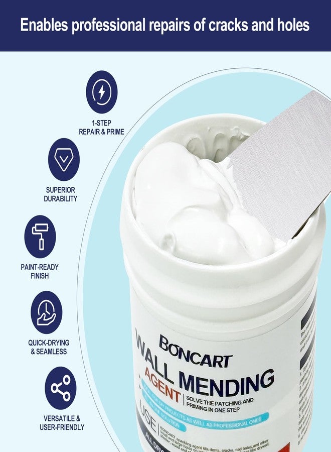 BONCART 8.6oz Drywall Patch Repair Kit - Professional 7-in-1 Tool Set (Scrapers/Sandpaper/Texture Sponge/Gloves) for Fast Wall Hole Repair - Image 2