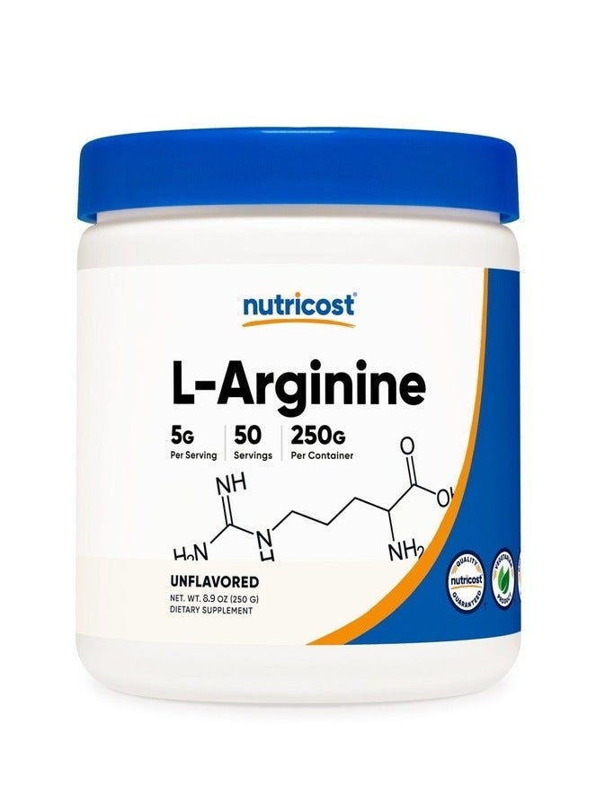 Nutricost L-Arginine 250 Grams - Unflavored, 8.9 oz - Image 1