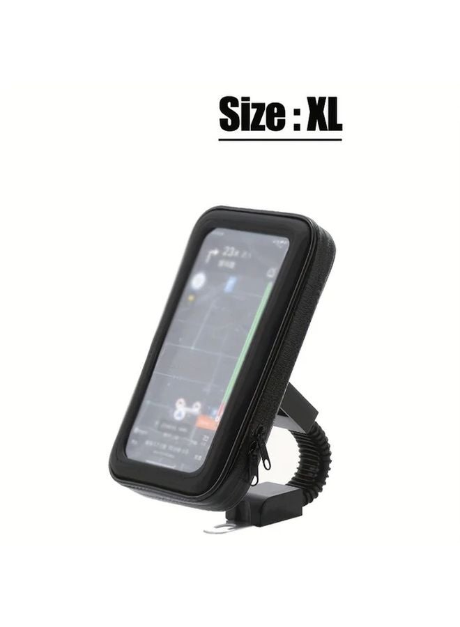 Motorcycle Handlebar Phone Mount 360 Rotation Rain Cover XL TPU Material 1pc - Image 1