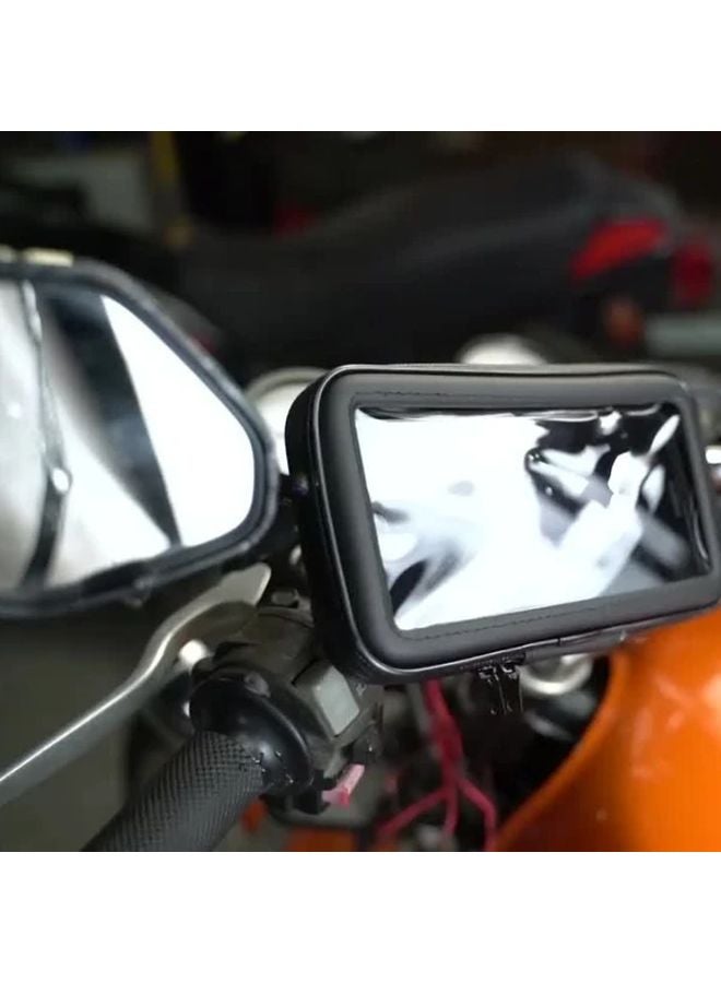 Motorcycle Handlebar Phone Mount 360 Rotation Rain Cover XL TPU Material 1pc - Image 3