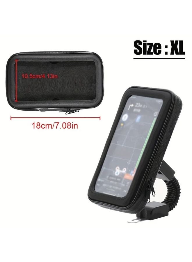 Motorcycle Handlebar Phone Mount 360 Rotation Rain Cover XL TPU Material 1pc - Image 5