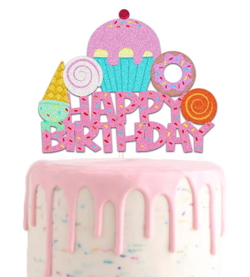 ChoJoy Donut Cake Toppers Candy Cake Decoration with Lollipops Ice Cream Cupcake Donuts for Candy themed Birthday Party - Image 2