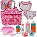 Linkyloop Baby Doll Accessories Magic Bottle Set Doll Feeding Pretend Playset with Disappearing Milk Juice BottlesHandbag Pacifiers Bowl Diaper Bib Doll Bottle Toys set Gift for Kids Girls Ages 3 - Image 2