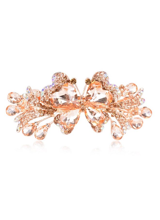 Sankuwen Sankuwen Luxury Butterfly Hair Barrettes Crystal Hair Clip Sparkly Metal Snap Hair Clip for Women Girls（Style-A,Champagne）  - Image 1