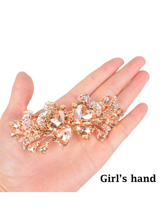 Sankuwen Sankuwen Luxury Butterfly Hair Barrettes Crystal Hair Clip Sparkly Metal Snap Hair Clip for Women Girls（Style-A,Champagne）  - Image 3