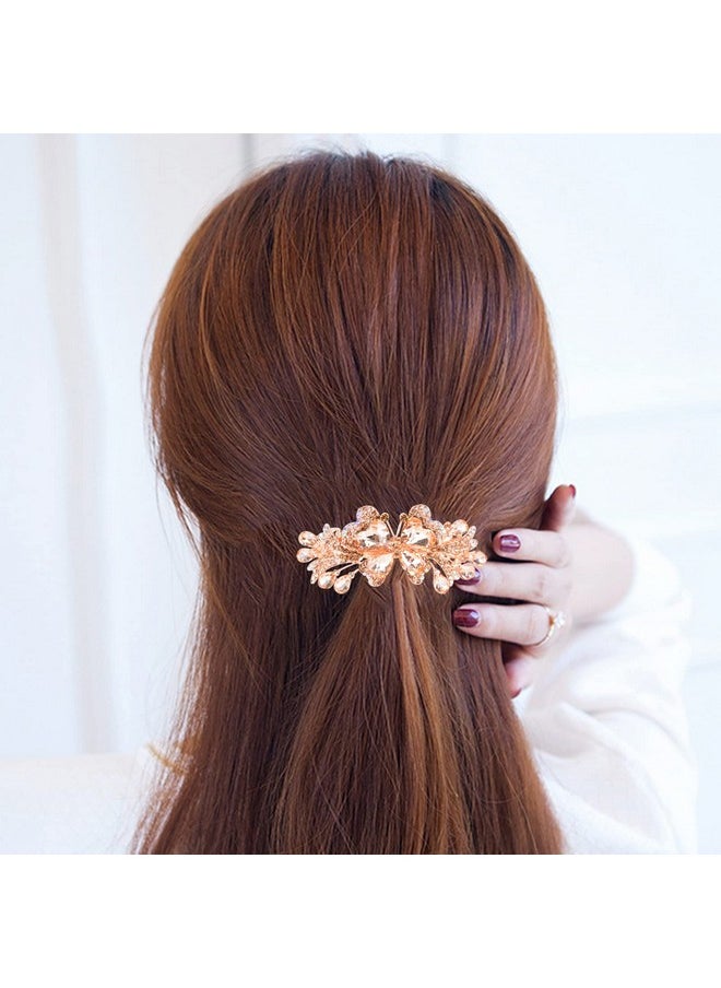 Sankuwen Sankuwen Luxury Butterfly Hair Barrettes Crystal Hair Clip Sparkly Metal Snap Hair Clip for Women Girls（Style-A,Champagne）  - Image 5
