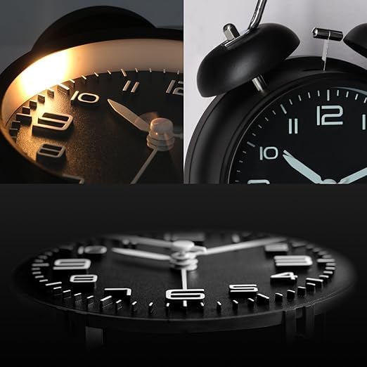 DRONTER Vintage Twin Bell Analog Display Table Alarm Clock with Night LED Light Heavy Slippers Extra Loud Alarm Clock Ideal for Student and Kids Bedroom - Image 3