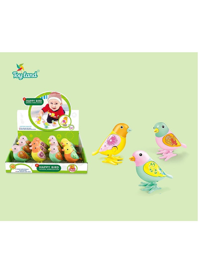Toyland - Pack of 12 Pcs Wind Up Plastic Jumping Bird Toy - Image 1