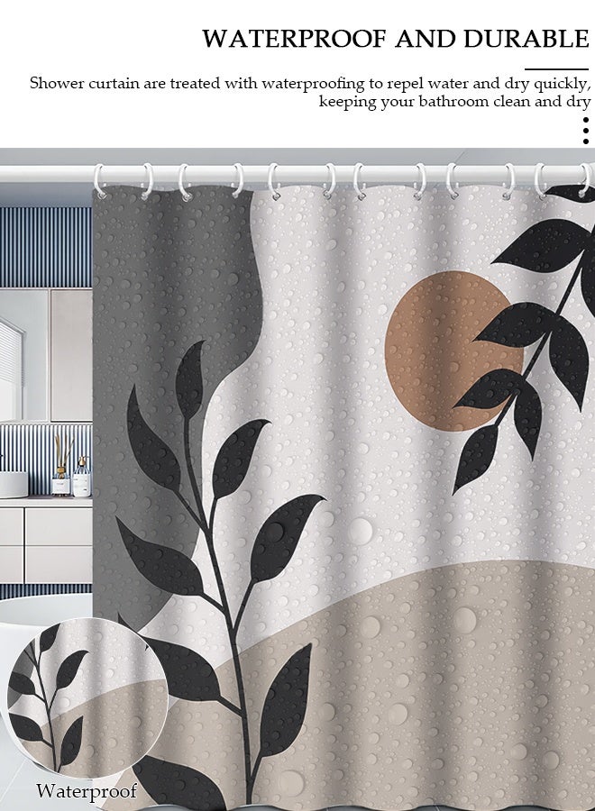 DUNISO 4 Pcs Bathroom Shower Curtain Set, Bathroom Sets with Rugs(Bath Mat, U Shape and Toilet Lid Cover Mat) and Shower Curtain With 12 Metal Hooks, Water Absorbent, Machine Washable Bath Rugs For Bathroom - Image 4
