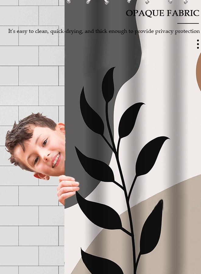 DUNISO 4 Pcs Bathroom Shower Curtain Set, Bathroom Sets with Rugs(Bath Mat, U Shape and Toilet Lid Cover Mat) and Shower Curtain With 12 Metal Hooks, Water Absorbent, Machine Washable Bath Rugs For Bathroom - Image 3