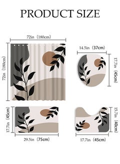 DUNISO 4 Pcs Bathroom Shower Curtain Set, Bathroom Sets with Rugs(Bath Mat, U Shape and Toilet Lid Cover Mat) and Shower Curtain With 12 Metal Hooks, Water Absorbent, Machine Washable Bath Rugs For Bathroom  - Image 4