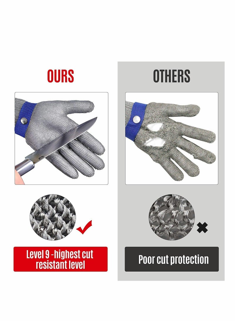 Cut Resistant Glove Level 9 Cutting Glove Stainless Steel Wire Mesh Metal Glove for Kitchen, Garden, Fishing, Durable Cut Glove for Men or Women (XL) - Image 3