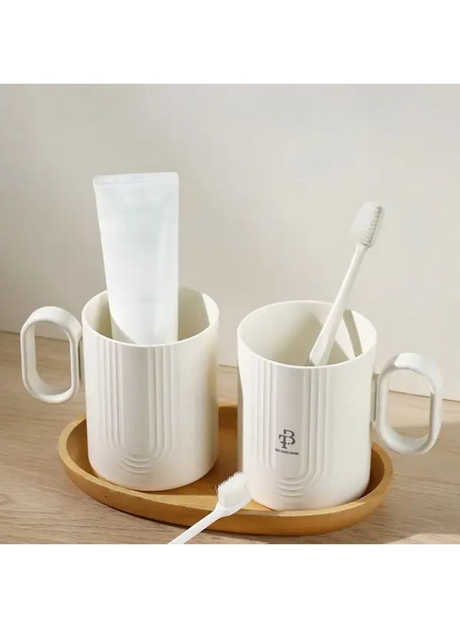 1 Set White Dental Cylinder Cute Toothbrush Mug Heart Design Durable Plastic Ideal for Couples Home Bathroom Use - Image 3