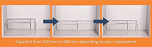 SHULABH CREATIVE Multipurpose Stainless Steel Expandable Kitchen Dish Rack with AntiRust Nano Coating Extend Up to 580 mm - Image 3