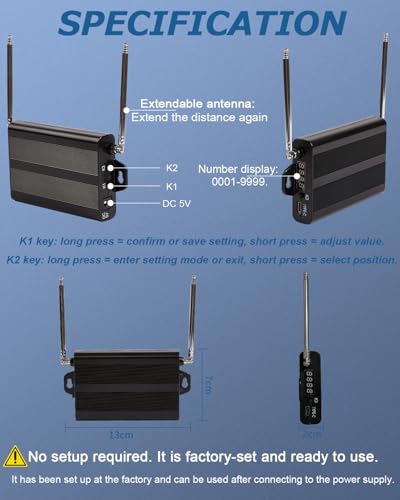 WNKRUN Signal Amplifier Repeater to Extend Signal Range for WNKRUN Pager System (Only be Used with WNKRUN Brand Products) - Image 2