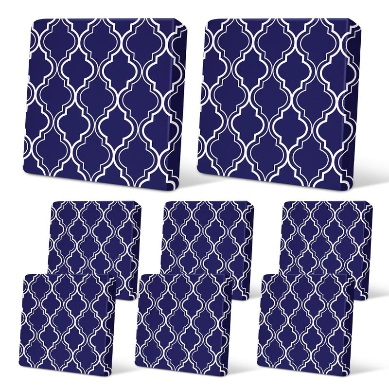 pickyNproud 8Pcs Patio Cushion Covers Stretch Outdoor Couch Cushions Slipcovers Replacement Washable Furniture Protector with Elastic Bottom Sofa Chair Seat Cover, Deep Blue - Image 1