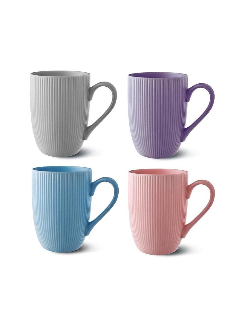 Set of 4 Premium Mug– 350ml Large Coffee & Tea Cup – Modern Ribbed Design | Durable, Heat-Resistant, Comfortable Handle - Image 1