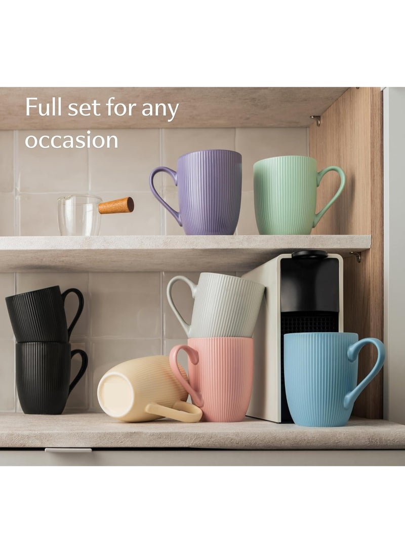 Set of 4 Premium Mug– 350ml Large Coffee & Tea Cup – Modern Ribbed Design | Durable, Heat-Resistant, Comfortable Handle - Image 5