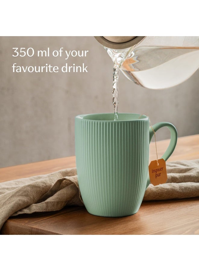 Set of 4 Premium Mug– 350ml Large Coffee & Tea Cup – Modern Ribbed Design | Durable, Heat-Resistant, Comfortable Handle - Image 4