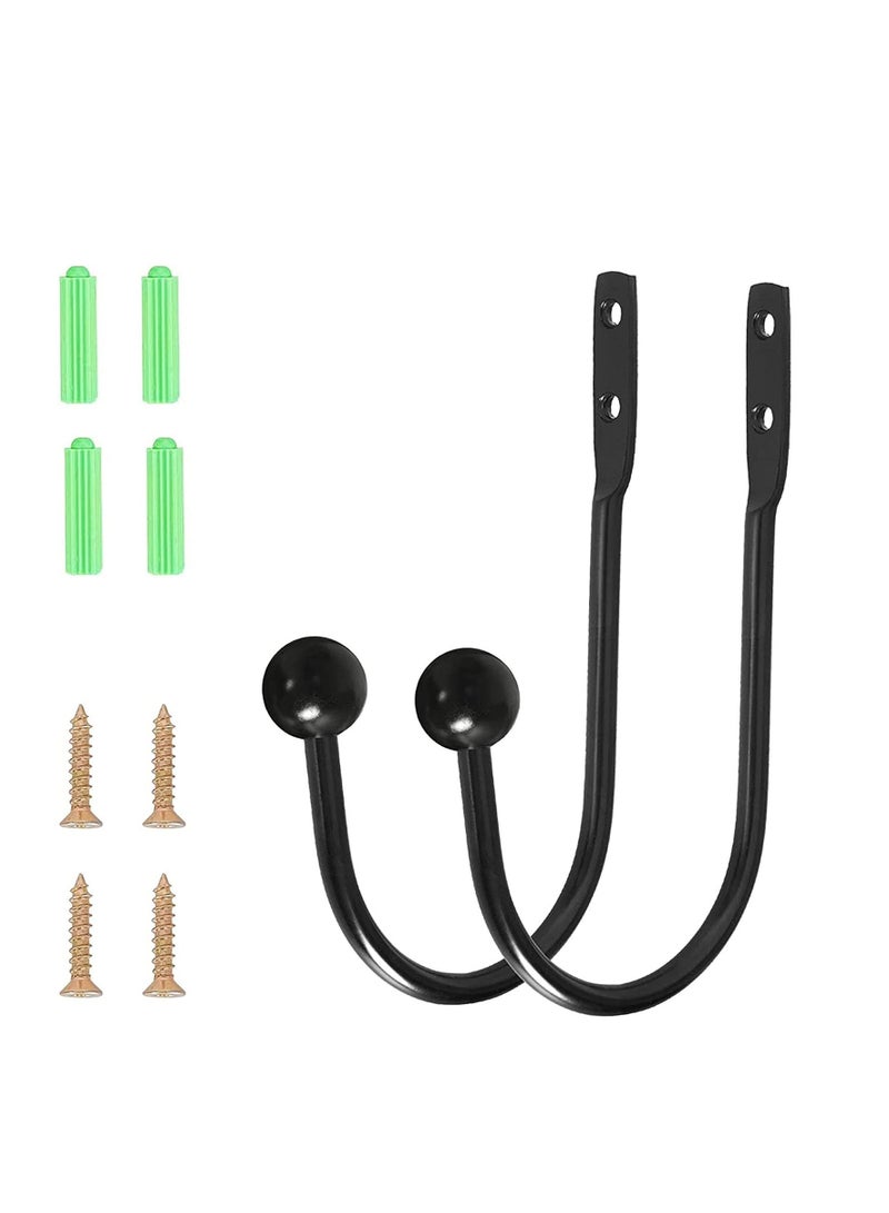 Curtain Holdback 2pcs Wall Mounted Drapery Tiebacks with Screws Heavy Duty Metal Decorative Window Drapery Holder Curtain Hook with Screws Black