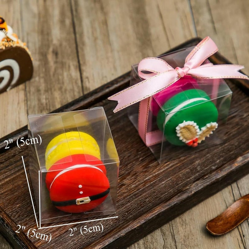 TEMLQPACK 100 Pack 2x2x2 Inch Plasric Clear Macaron Boxes, Treat Boxes, Chocolate Truffle Boxes, Bakery Boxes For Dessert Candy Cookies Mini Cupcake Packaging Christmas Wedding Favors, Baby Shower - Image 2