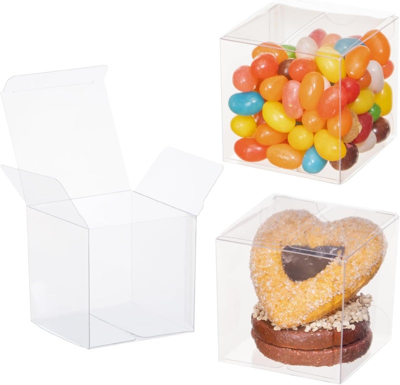 TEMLQPACK 100 Pack 2x2x2 Inch Plasric Clear Macaron Boxes, Treat Boxes, Chocolate Truffle Boxes, Bakery Boxes For Dessert Candy Cookies Mini Cupcake Packaging Christmas Wedding Favors, Baby Shower - Image 1