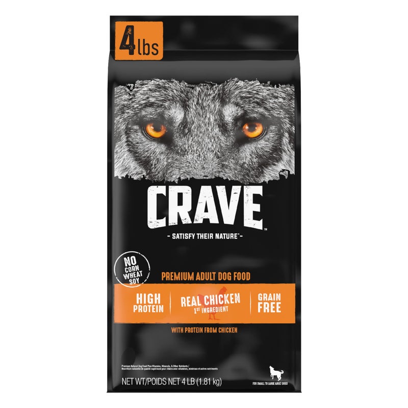 CRAVE Grain Free High Protein Adult Dry Dog Food Chicken 4 lb Bag