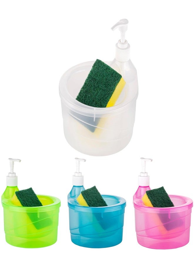 FIT FOCUS Plastic Pack of 2 Double Layer Soap Dispenser for Bathroom Accessories Dishwasher Liquid Holder Dispenser Pump with Sponge Holder Kitchen Sink Accessories Items - Image 4