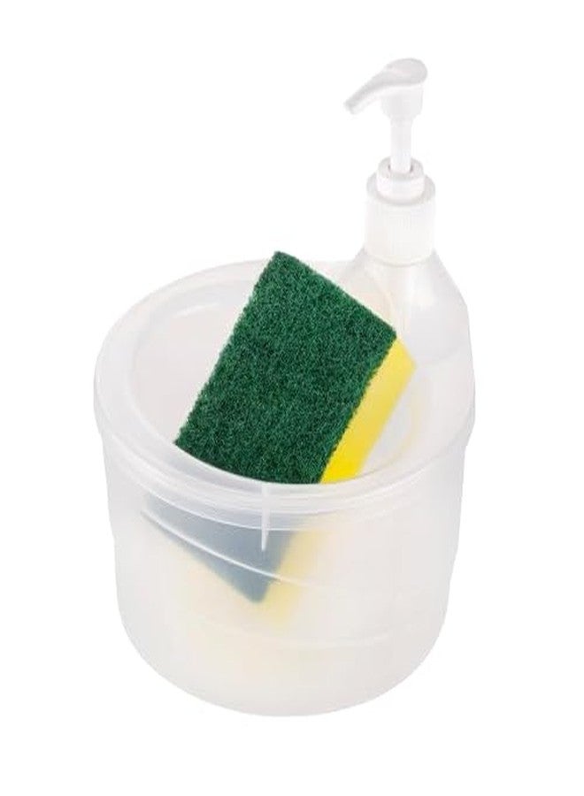 FIT FOCUS Plastic Pack of 2 Double Layer Soap Dispenser for Bathroom Accessories Dishwasher Liquid Holder Dispenser Pump with Sponge Holder Kitchen Sink Accessories Items - Image 1