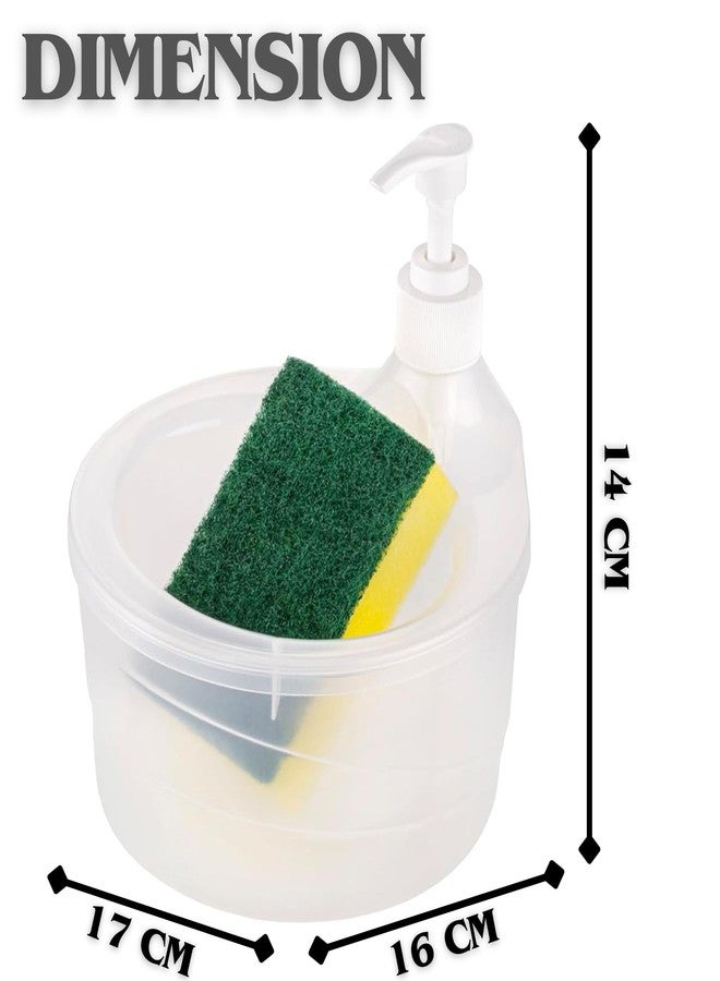 FIT FOCUS Plastic Pack of 2 Double Layer Soap Dispenser for Bathroom Accessories Dishwasher Liquid Holder Dispenser Pump with Sponge Holder Kitchen Sink Accessories Items - Image 3