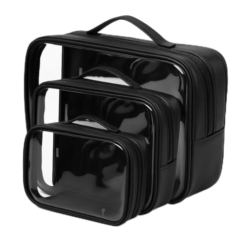 Coslifestore- Cosmetic/Skincare Pouch Pack of Set- 3 Sizes for Organised Storage- PVC Pouch- Spacious- Waterproof- for Travel and Storage Purpose - Image 1