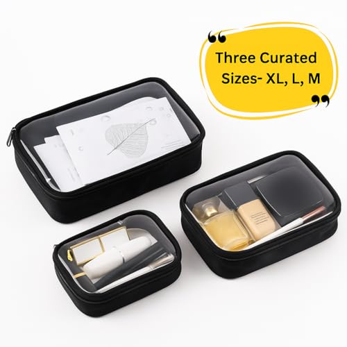 Coslifestore- Cosmetic/Skincare Pouch Pack of Set- 3 Sizes for Organised Storage- PVC Pouch- Spacious- Waterproof- for Travel and Storage Purpose - Image 4