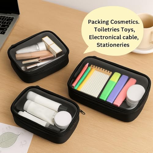 Coslifestore- Cosmetic/Skincare Pouch Pack of Set- 3 Sizes for Organised Storage- PVC Pouch- Spacious- Waterproof- for Travel and Storage Purpose - Image 5