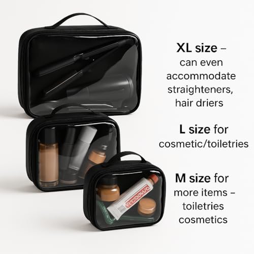 Coslifestore- Cosmetic/Skincare Pouch Pack of Set- 3 Sizes for Organised Storage- PVC Pouch- Spacious- Waterproof- for Travel and Storage Purpose - Image 2