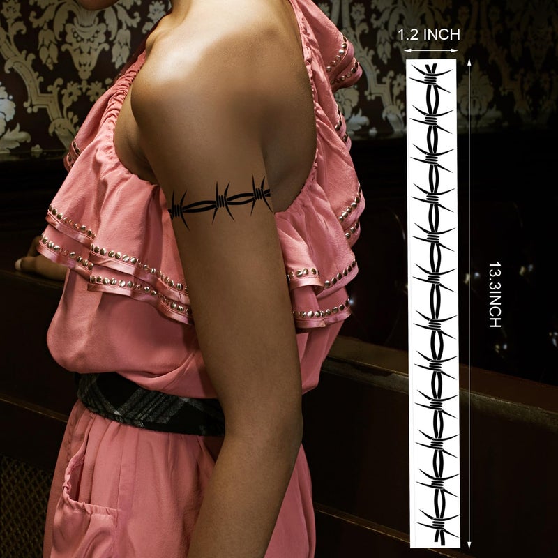 Kotbs 9-Sheet Large Barbed Wire Tattoos, Variety of Barbed Wire Temporary Tattoos for Men Women - Waterproof Fake Tattoos for Concerts & Halloween - Image 4