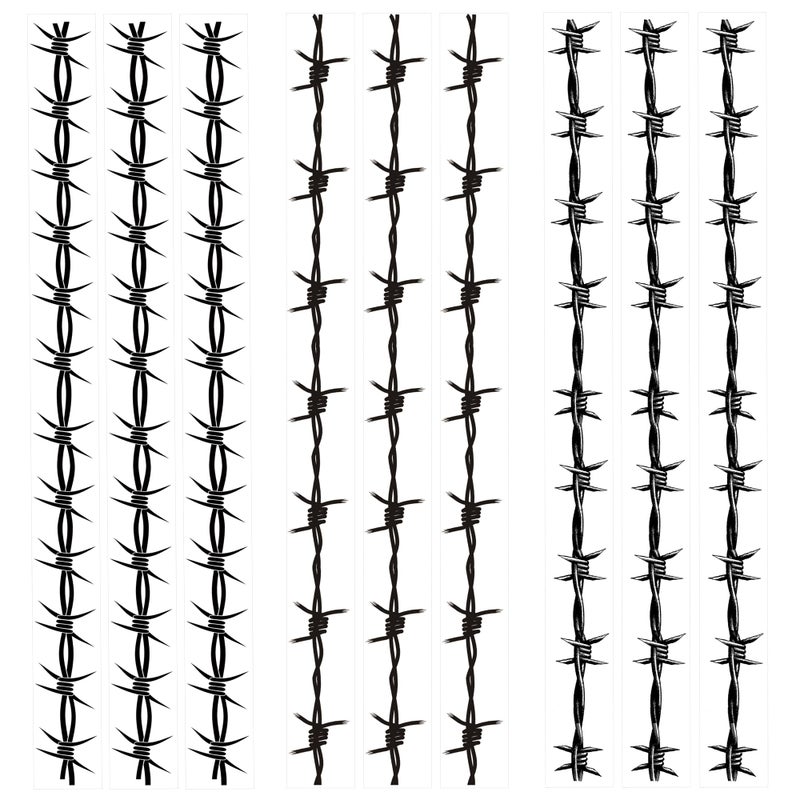 Kotbs 9-Sheet Large Barbed Wire Tattoos, Variety of Barbed Wire Temporary Tattoos for Men Women - Waterproof Fake Tattoos for Concerts & Halloween - Image 1