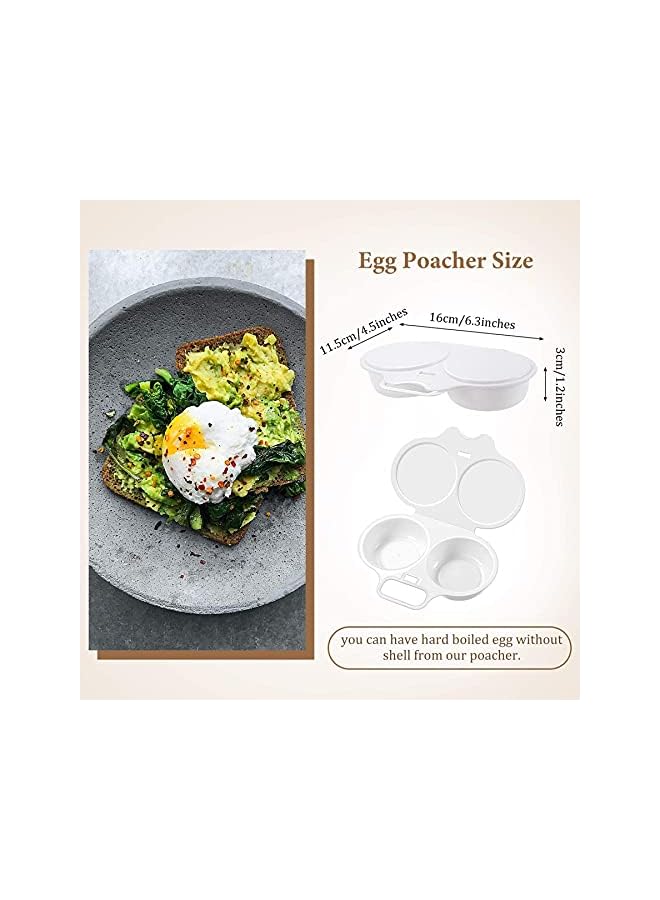 بروماس صياد البيض ومقلاة الأومليت للميكروويف، تجويفان للبيض المسلوق المثالي، أواني طهي بالميكروويف، مجموعة سهلة للبيض لإفطار سريع وصحي، آمنة للاستخدام في غسالة الأطباق، غير لاصقة، أساسيات المطبخ - Image 5