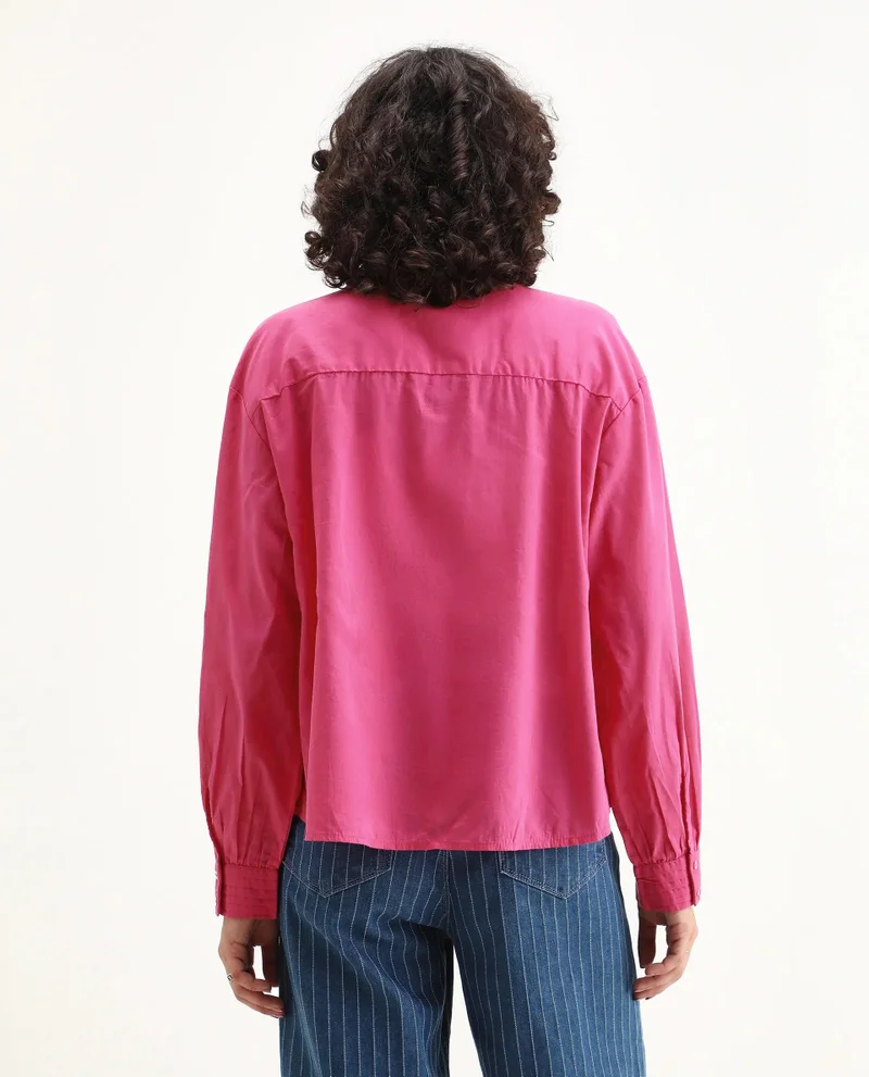 Rareism Women's Solid Collared Top