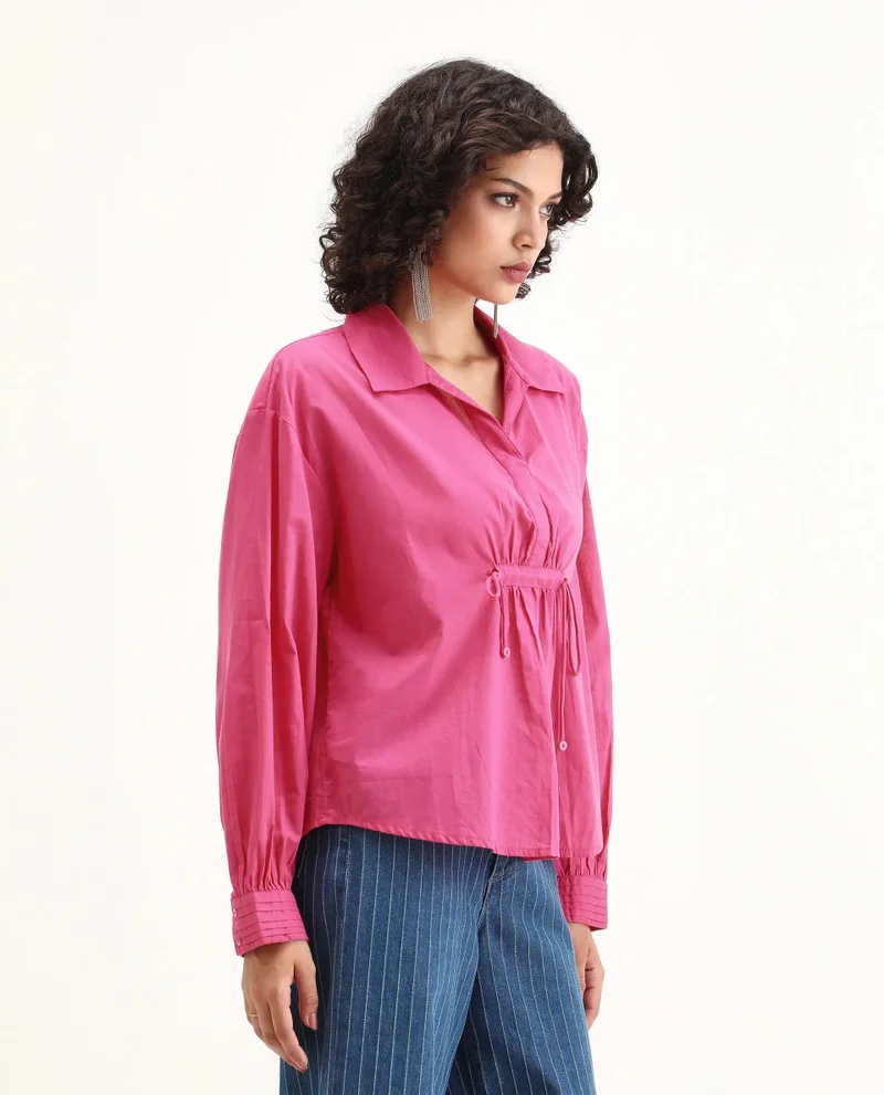 Rareism Women's Solid Collared Top