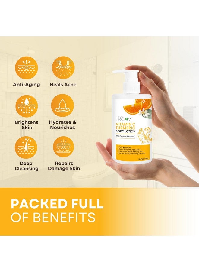 Healov Turmeric Lotion For Dark Spots - Natural Skin Brightening Body Lotion - Turmeric Face Cream To Cleanse Skin, Fight Acne, Even Tone, Clear Scars, And Sun Damage - Dark Spot Cream For Hyperpigmentation - Image 3
