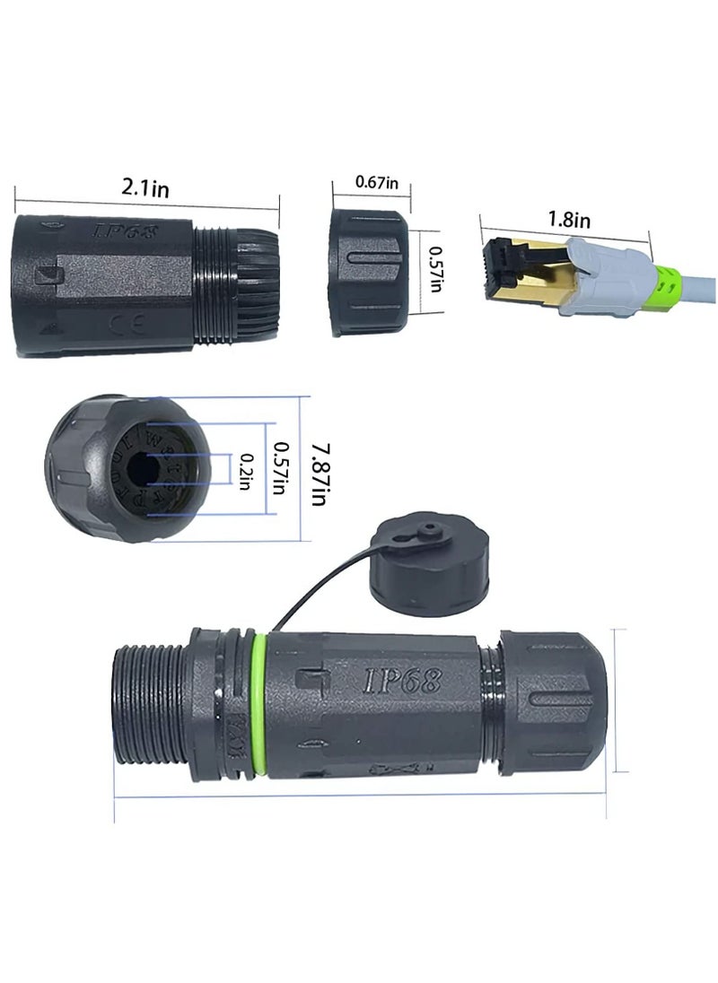 SYOSI Waterproof Connector IP68 Waterproof RJ45 Coupler Shielded Outdoor Ethernet Coupler POE Female to Female, for Outdoor Cat5e, Cat6 Ethernet Cable Connector(2-Pack)  - Image 2