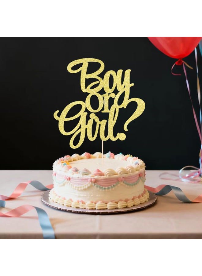 Auteby Boy or Girl Cake Topper - Gold Glitter Baby Shower Party Decorations Supplies - Image 4