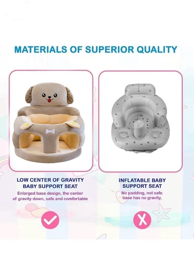 Berma Baby Baby Sitting Chair, Baby Sofa Toy, Baby Support Seat, Baby Comfort Learning Seat, Learning Sitting and Feeding Chair, Soft and Cuddly Plush Floor Sofa for Baby to Play, Suitable for Boys and Girls (Gray Big Eared Dog) - Image 5