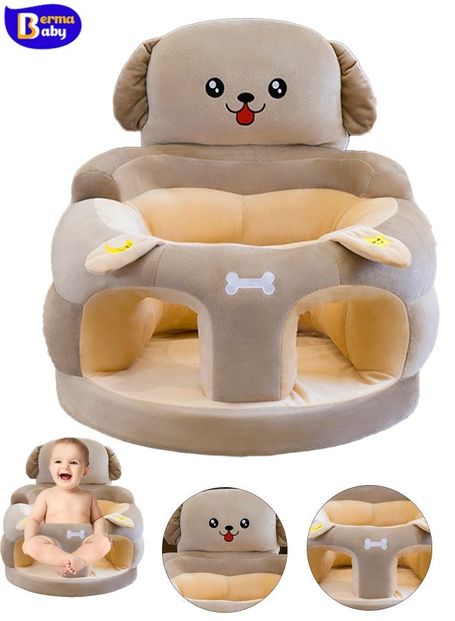 Berma Baby Baby Sitting Chair, Baby Sofa Toy, Baby Support Seat, Baby Comfort Learning Seat, Learning Sitting and Feeding Chair, Soft and Cuddly Plush Floor Sofa for Baby to Play, Suitable for Boys and Girls (Gray Big Eared Dog) - Image 1
