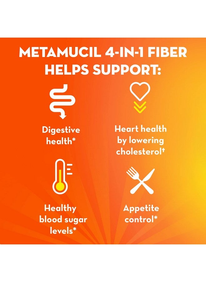 Metamucil ميتاميوسيل للذهاب، مكمل مسحوق قشور السيليوم اليومي، مسحوق خالي من السكر، 4 في 1 ألياف لصحة الجهاز الهضمي، مشروب بنكهة البرتقال، 44 عبوة - Image 5