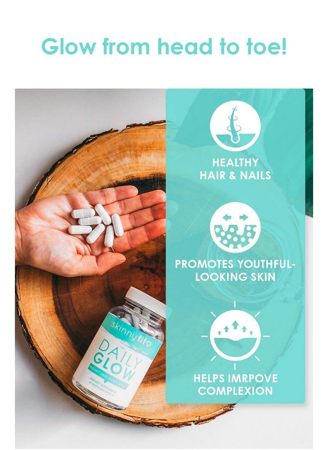 SkinnyFit Daily Glow: Hair Skin And Nails Supplement For Youthfullooking Skin Brighter Complexion (60 Capsules)  - Image 4