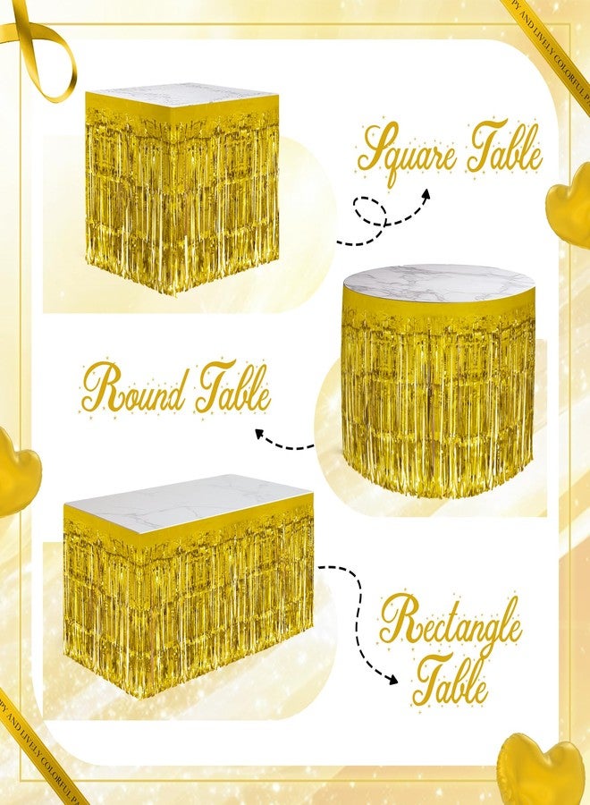 Watch Me Fly 2 Pack Gold Table Skirts, 29x108" Metallic Foil Tinsel Fringe Table Skirts for Rectangle Tables Streamer Curtains Backdrop, Party Decorations for Birthdays Weddings Holidays - Image 4