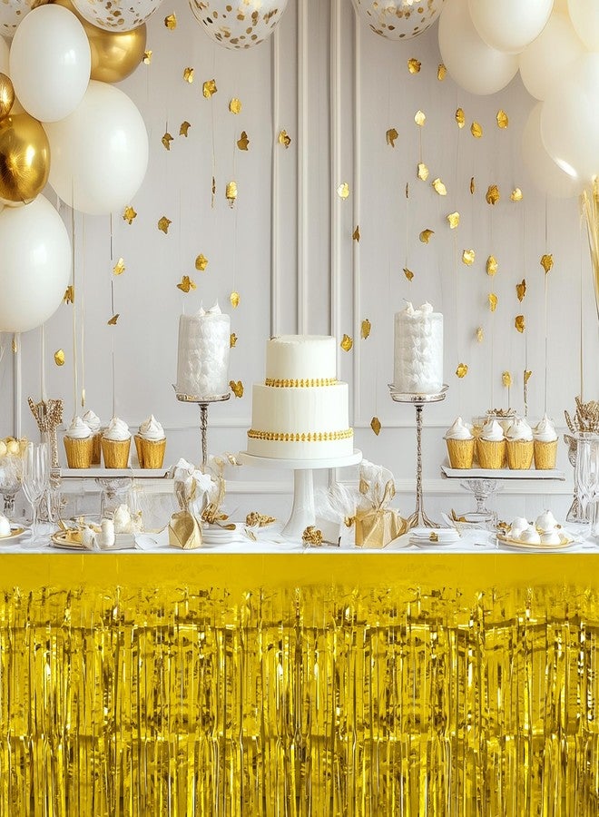 Watch Me Fly 2 Pack Gold Table Skirts, 29x108" Metallic Foil Tinsel Fringe Table Skirts for Rectangle Tables Streamer Curtains Backdrop, Party Decorations for Birthdays Weddings Holidays - Image 5